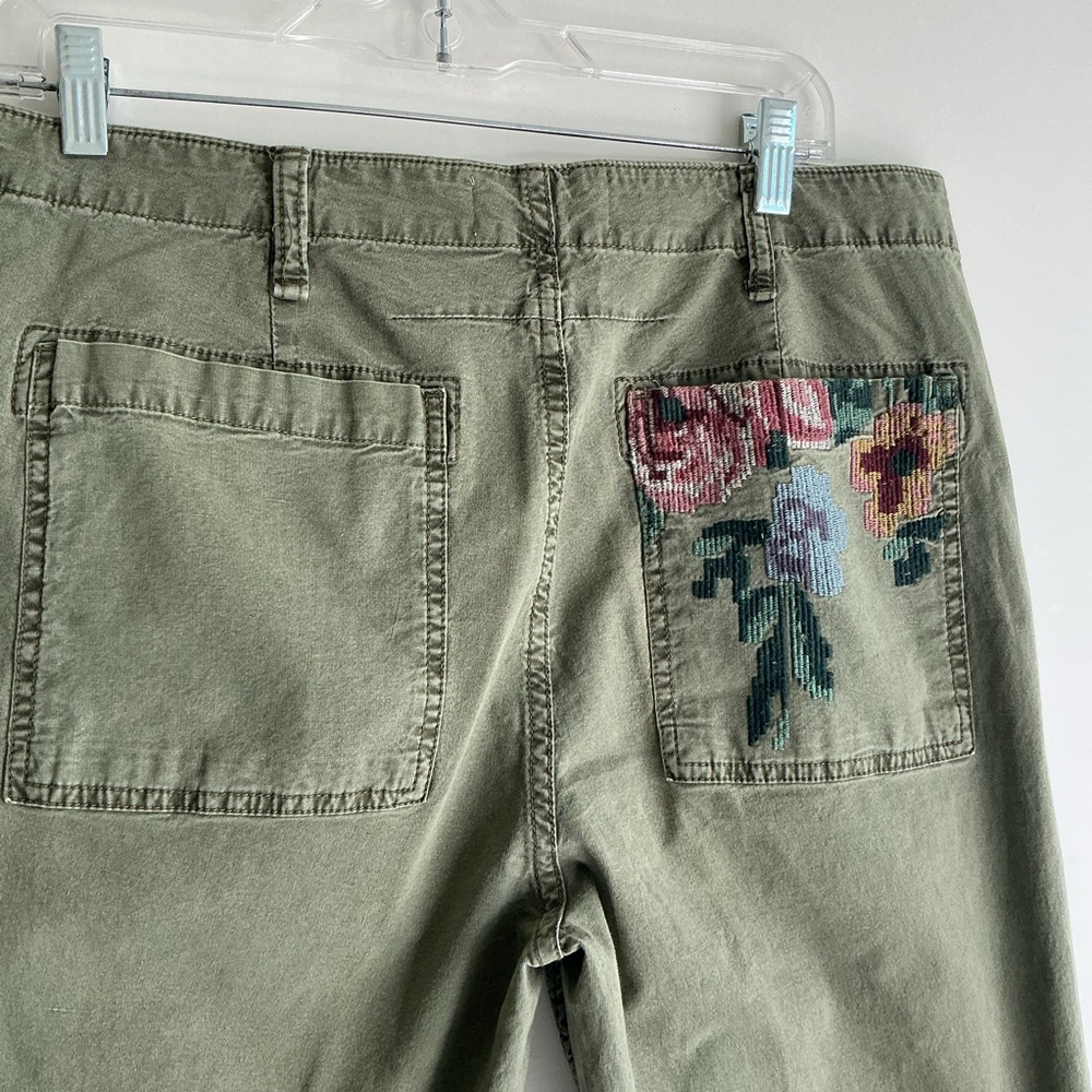 Anthropologie Floral Tapestry Pocket Pants Women Size 30 Olive Green Boho Artsy - Picture 7 of 10
